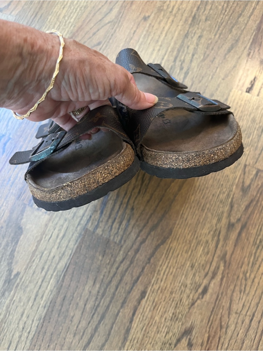 Louis Vuitton Birkenstock Monogram Double-Buckle Slide Sandals Sz 42 - Picture 8 of 11